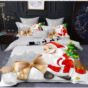 Lenjerie de pat dublu cu imprimeu de Crăciun „Santa Smurf” (6 piese)